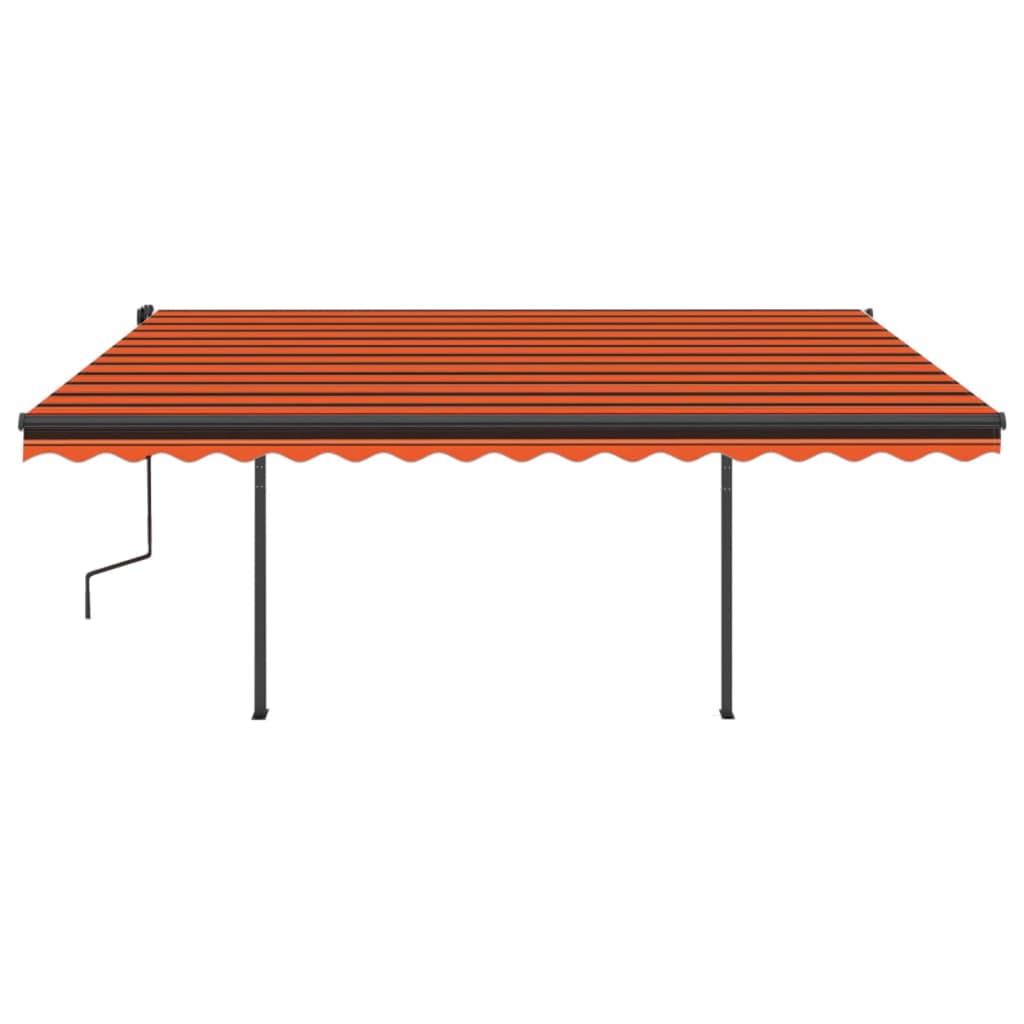 Manual Retractable Awning with LED 4x3.5 m Orange and Brown