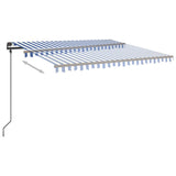 Manual Retractable Awning with Posts 4.5x3.5 m Blue and White