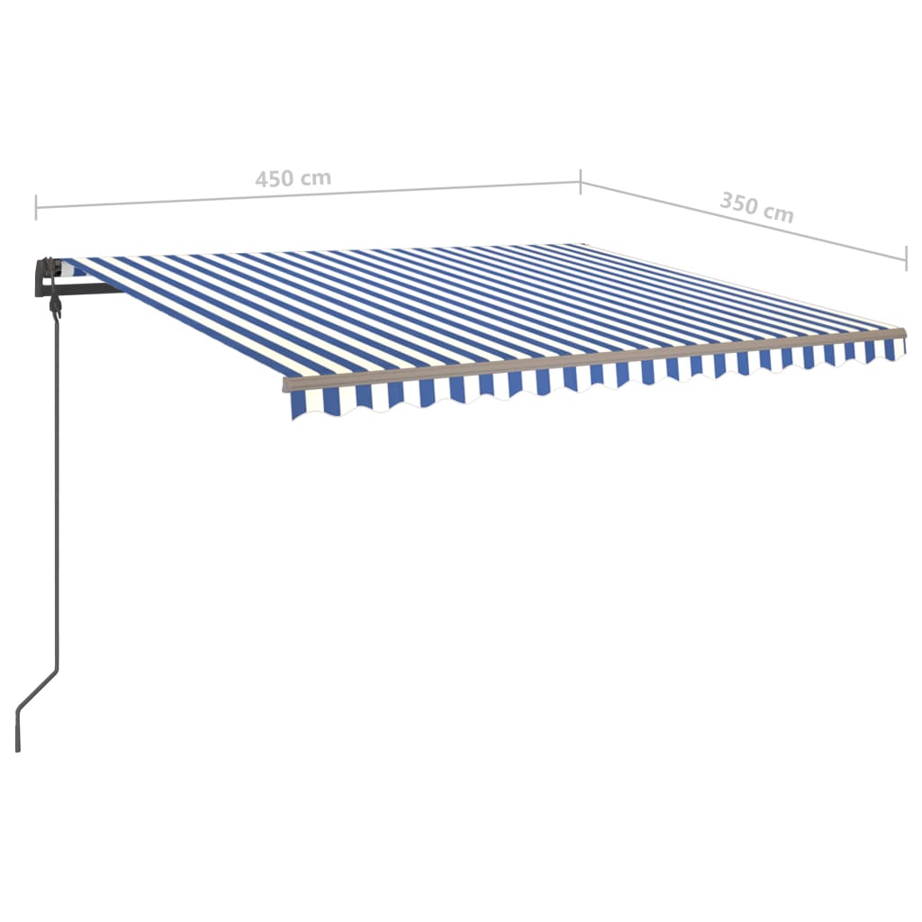 Manual Retractable Awning with Posts 4.5x3.5 m Blue and White