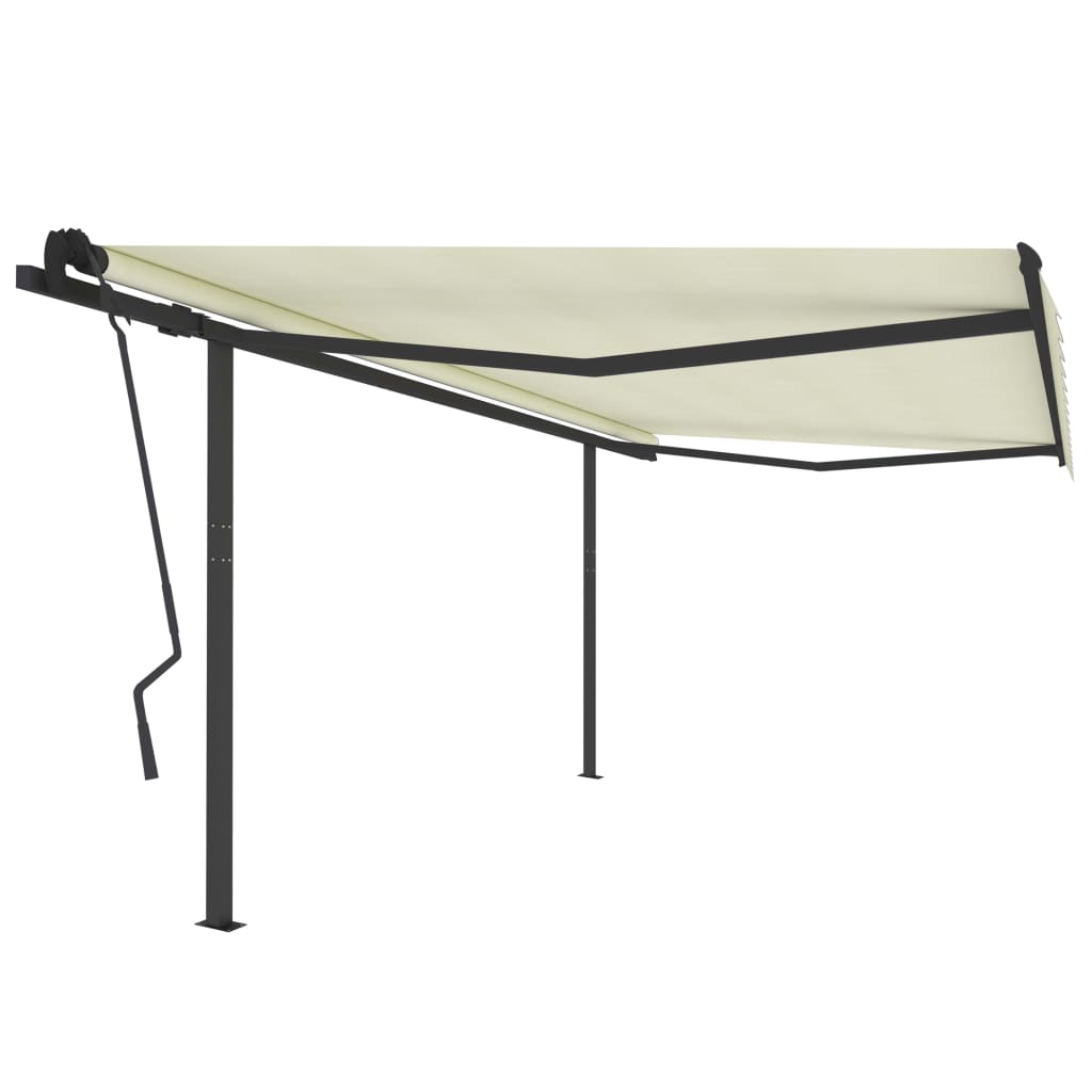 Manual Retractable Awning with Posts 4.5x3.5 m Cream