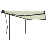 Manual Retractable Awning with Posts 4.5x3.5 m Cream