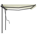 Manual Retractable Awning with Posts 4.5x3.5 m Cream