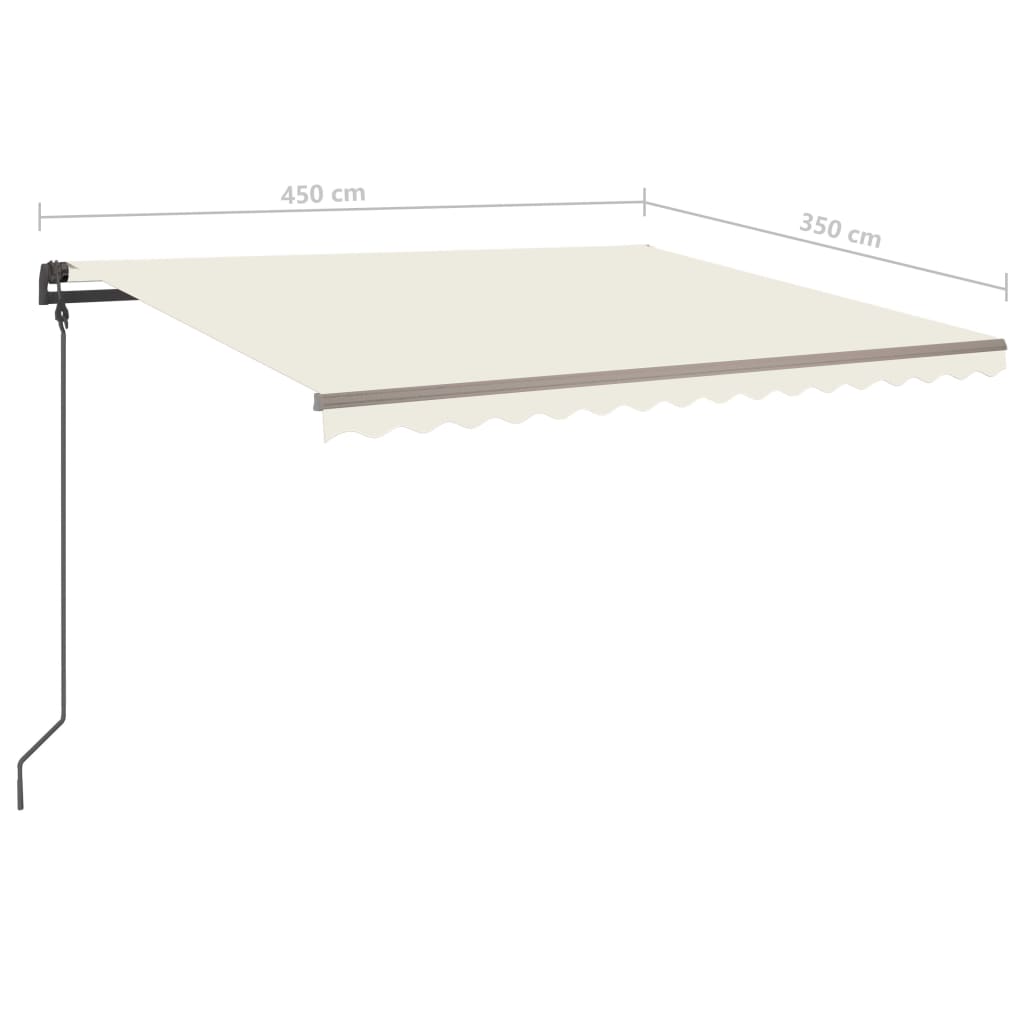 Manual Retractable Awning with Posts 4.5x3.5 m Cream