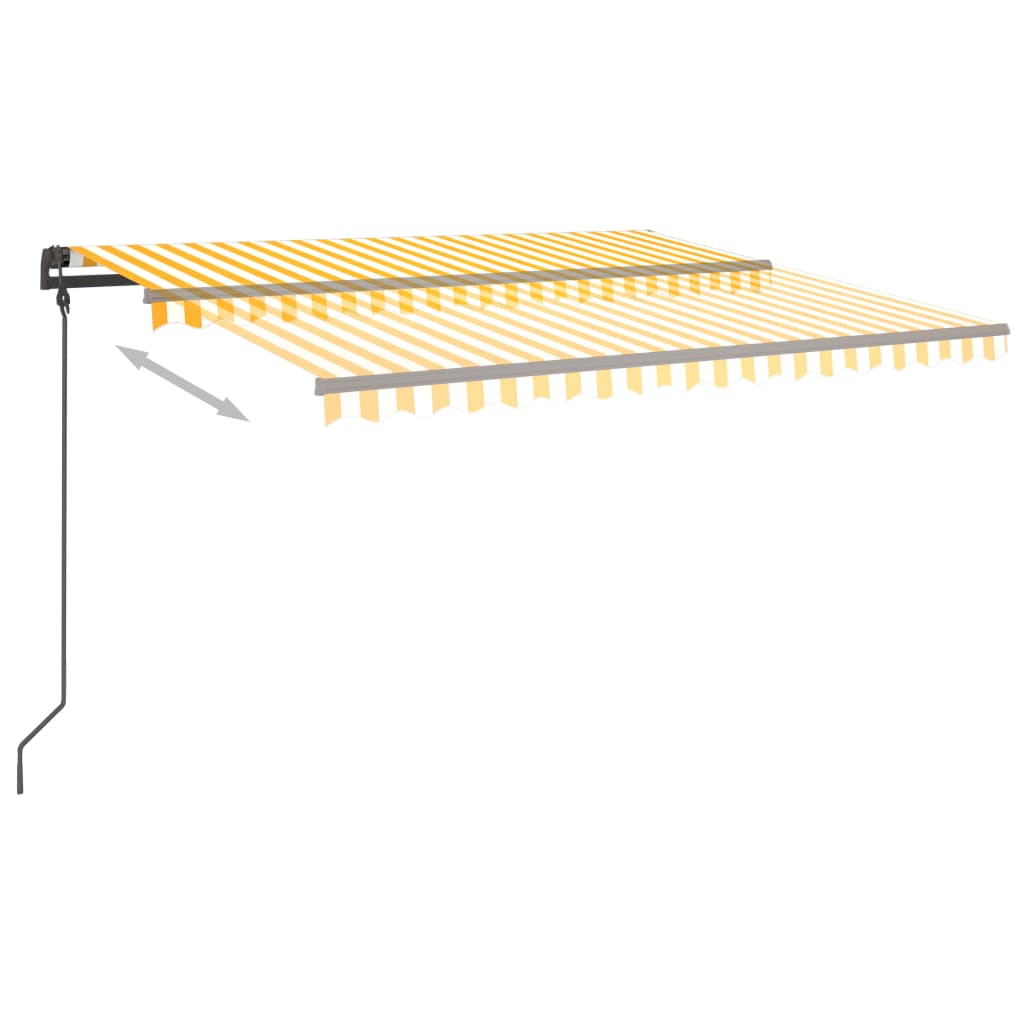 Manual Retractable Awning with Posts 4.5x3.5 m Yellow & White