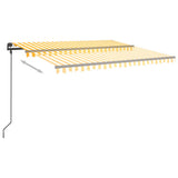 Manual Retractable Awning with Posts 4.5x3.5 m Yellow & White