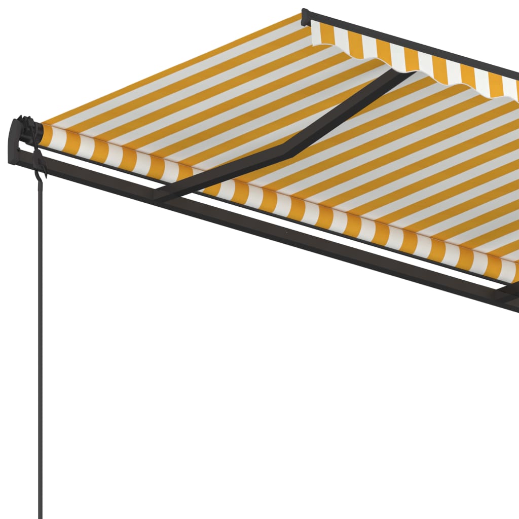 Manual Retractable Awning with Posts 4.5x3.5 m Yellow & White