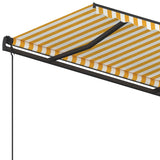 Manual Retractable Awning with Posts 4.5x3.5 m Yellow & White