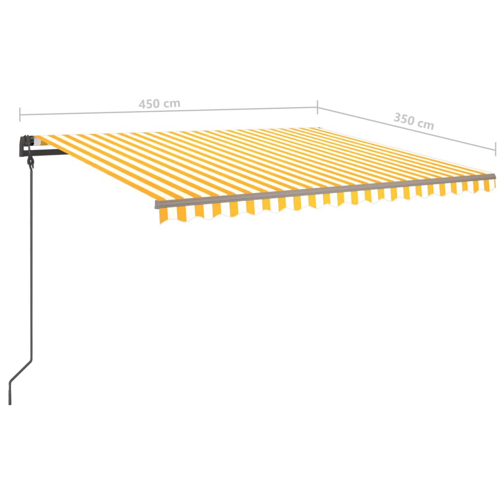 Manual Retractable Awning with Posts 4.5x3.5 m Yellow & White