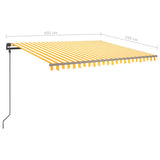 Manual Retractable Awning with Posts 4.5x3.5 m Yellow & White