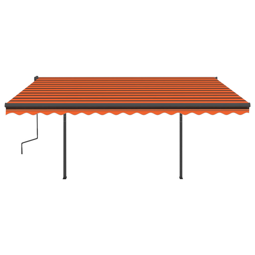 Manual Retractable Awning with Posts 4.5x3.5 m Orange & Brown