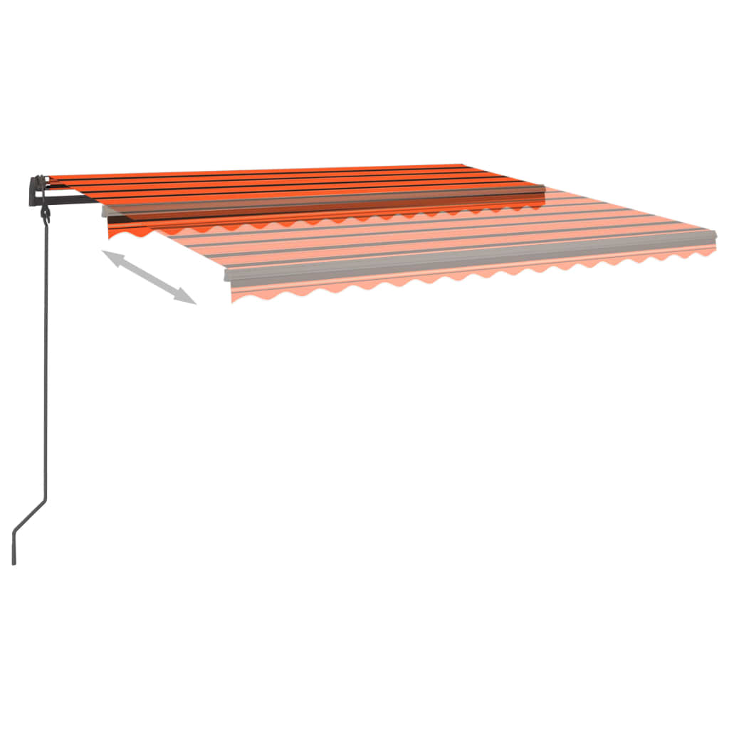 Manual Retractable Awning with Posts 4.5x3.5 m Orange & Brown