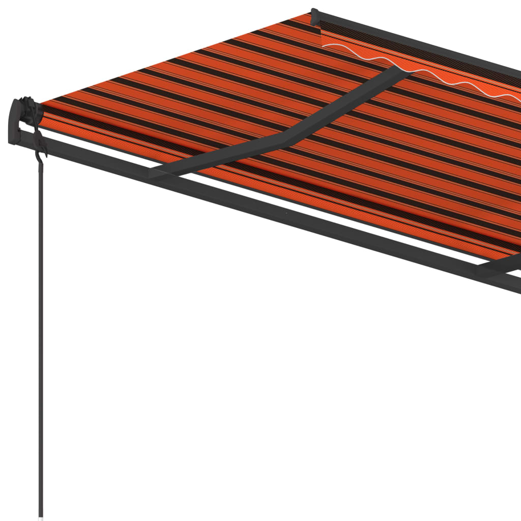 Manual Retractable Awning with Posts 4.5x3.5 m Orange & Brown