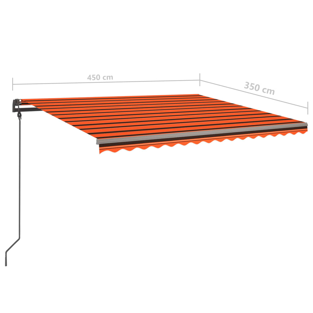 Manual Retractable Awning with Posts 4.5x3.5 m Orange & Brown