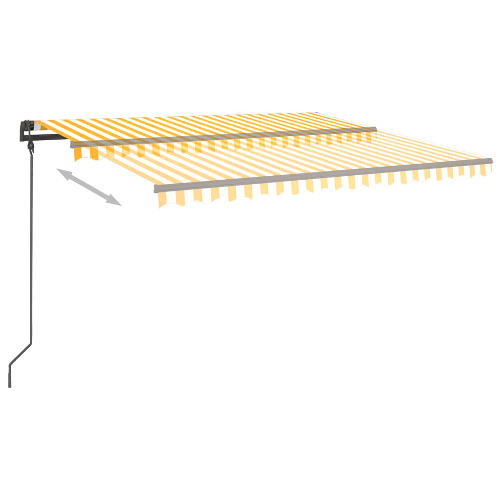 Manual Retractable Awning with LED 4.5x3.5 m Yellow and White