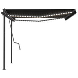 Manual Retractable Awning with LED 4.5x3.5 m Anthracite