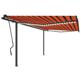 Manual Retractable Awning with LED 4.5x3.5 m Orange and Brown