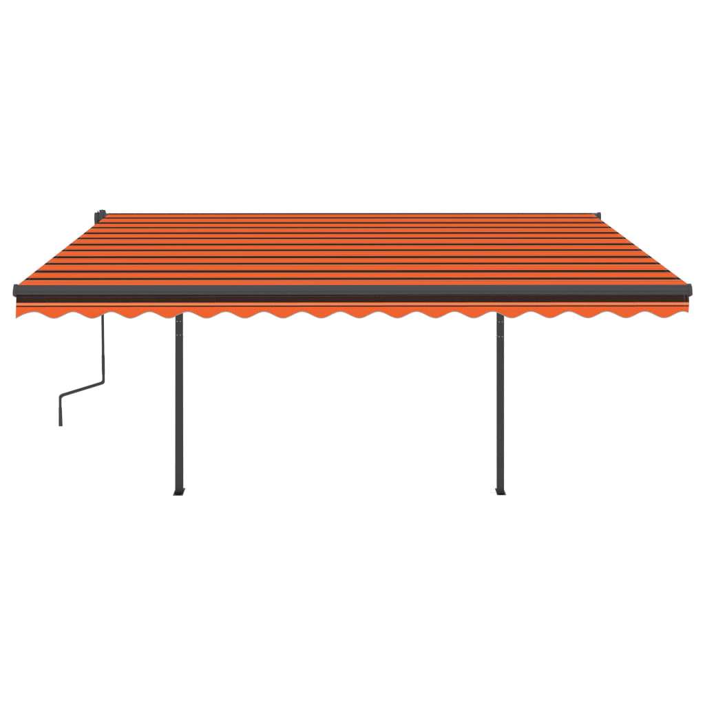 Manual Retractable Awning with LED 4.5x3.5 m Orange and Brown