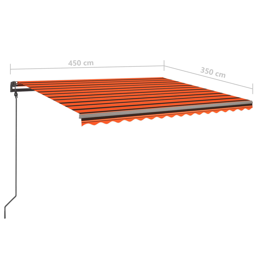 Manual Retractable Awning with LED 4.5x3.5 m Orange and Brown