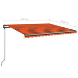 Manual Retractable Awning with LED 4.5x3.5 m Orange and Brown