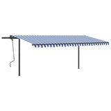 Manual Retractable Awning with Posts 5x3.5 m Blue and White