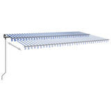 Manual Retractable Awning with Posts 5x3.5 m Blue and White