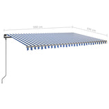 Manual Retractable Awning with Posts 5x3.5 m Blue and White