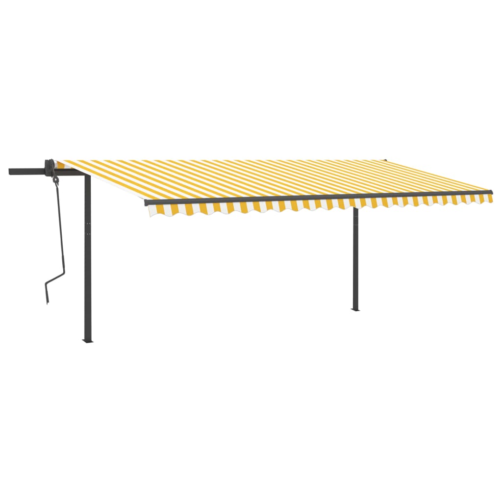 Manual Retractable Awning with Posts 5x3.5 m Yellow and White