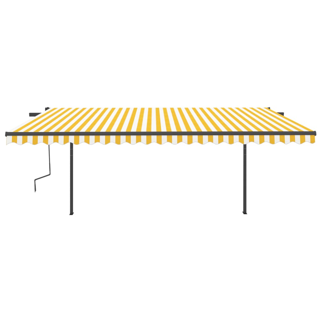 Manual Retractable Awning with Posts 5x3.5 m Yellow and White