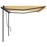 Manual Retractable Awning with Posts 5x3.5 m Yellow and White