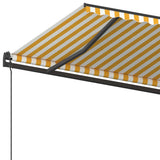 Manual Retractable Awning with Posts 5x3.5 m Yellow and White