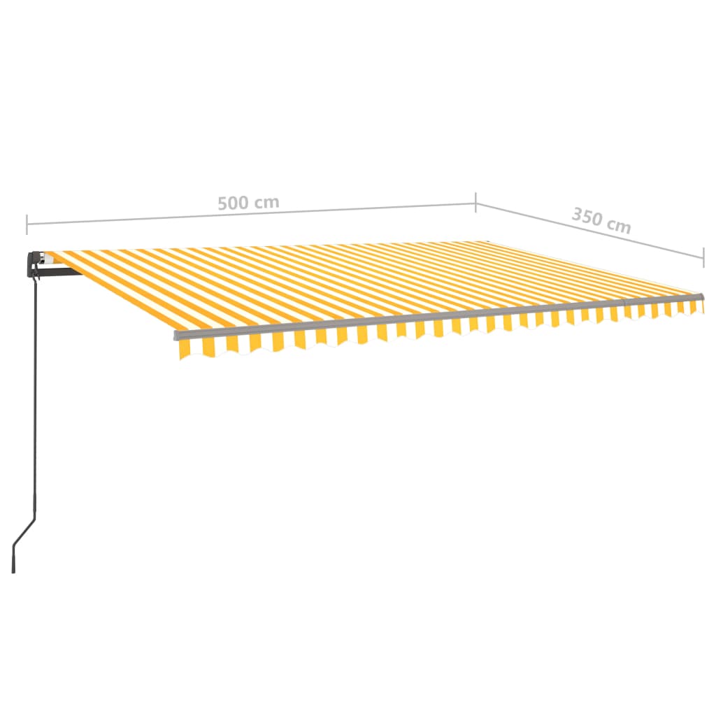 Manual Retractable Awning with Posts 5x3.5 m Yellow and White