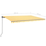 Manual Retractable Awning with Posts 5x3.5 m Yellow and White