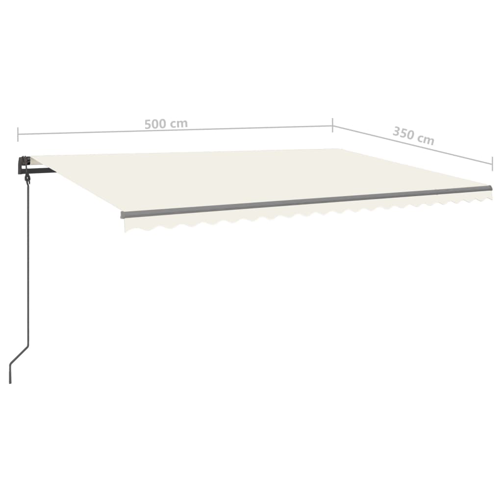 Manual Retractable Awning with LED 5x3.5 m Cream