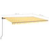 Manual Retractable Awning with LED 5x3.5 m Yellow and White