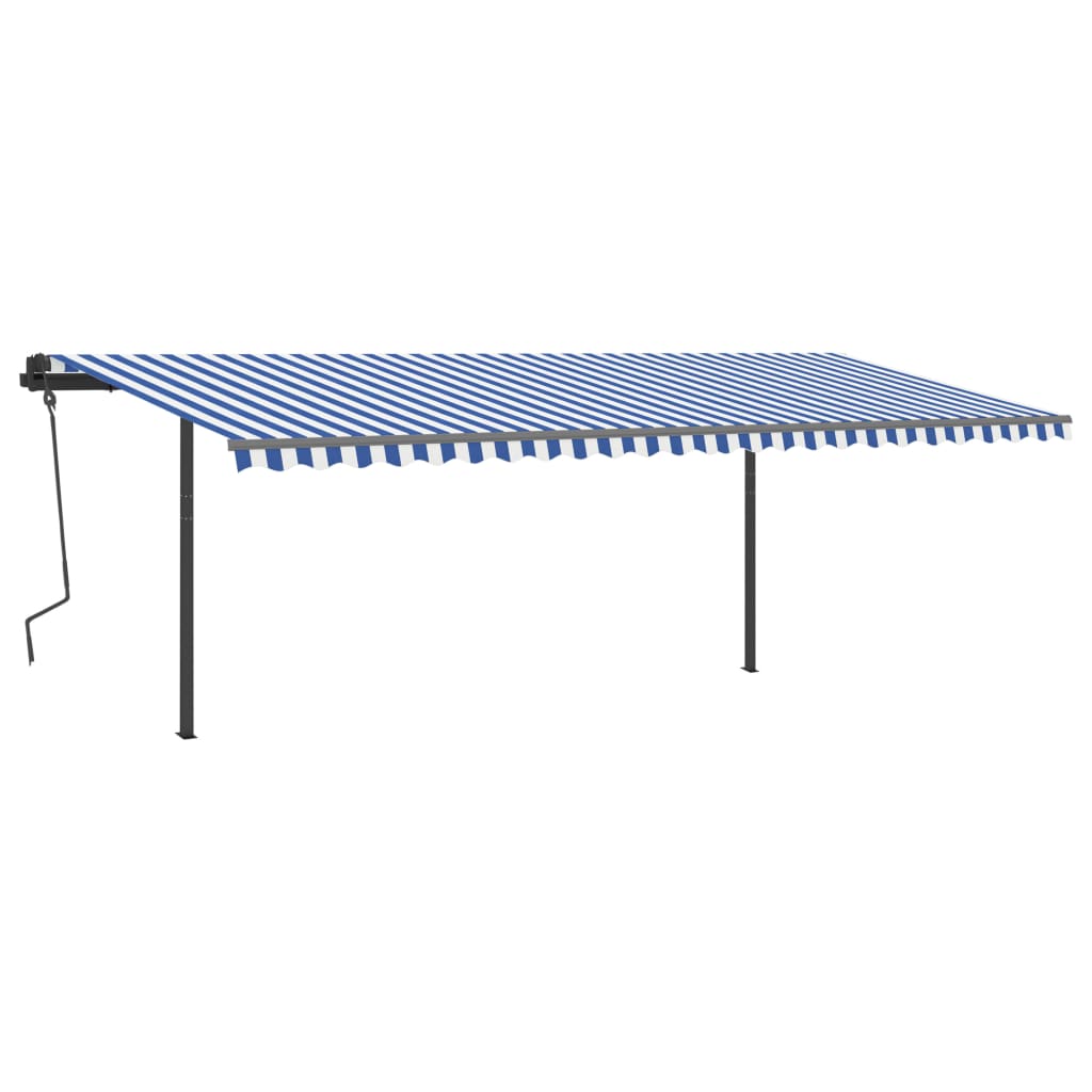 Manual Retractable Awning with Posts 6x3.5 m Blue and White