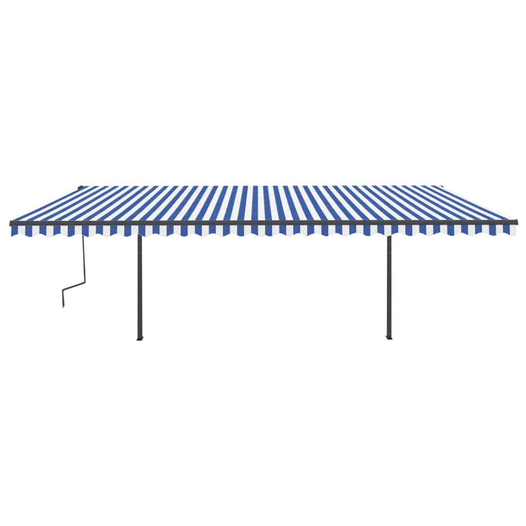 Manual Retractable Awning with Posts 6x3.5 m Blue and White