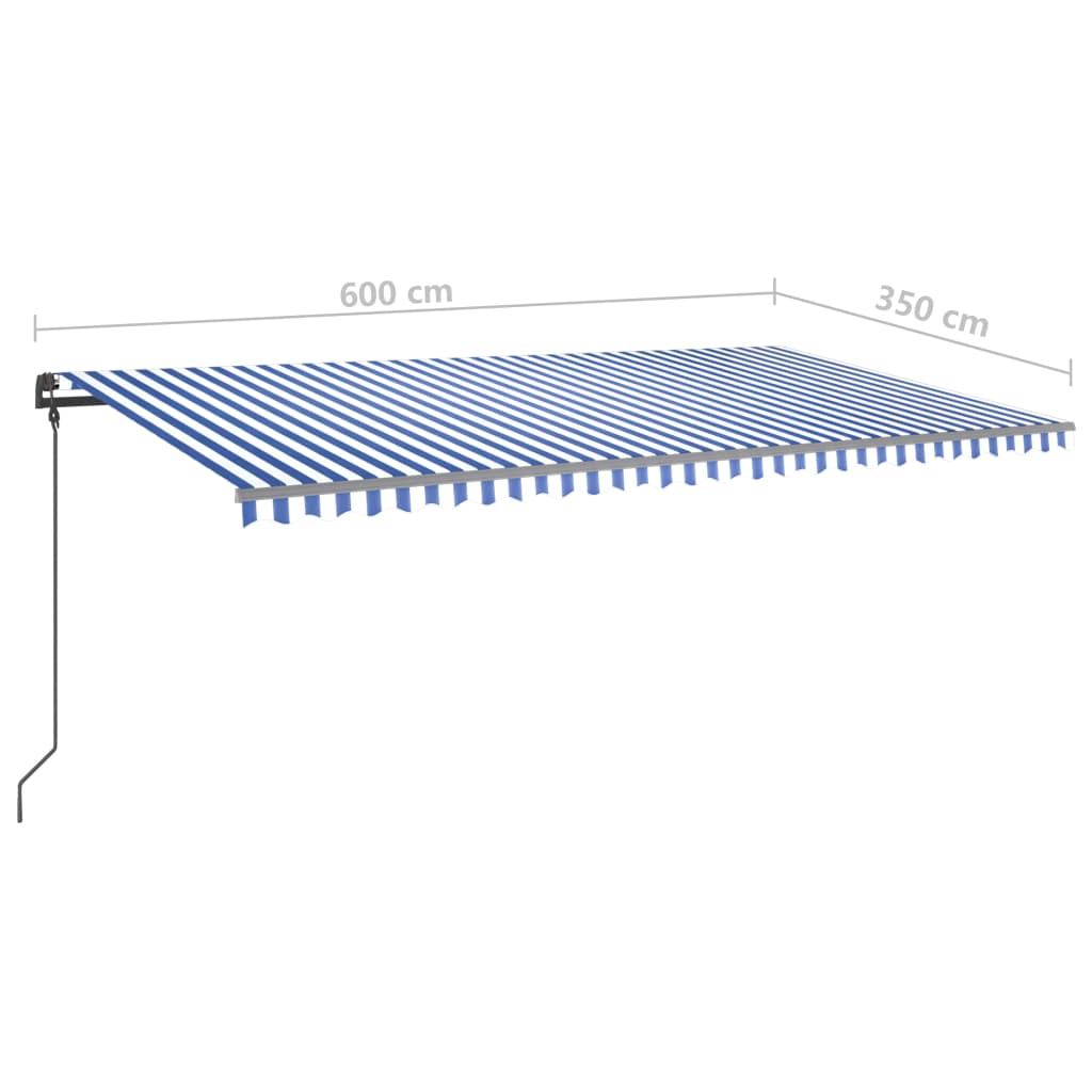 Manual Retractable Awning with Posts 6x3.5 m Blue and White