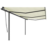 Manual Retractable Awning with Posts 6x3.5 m Cream