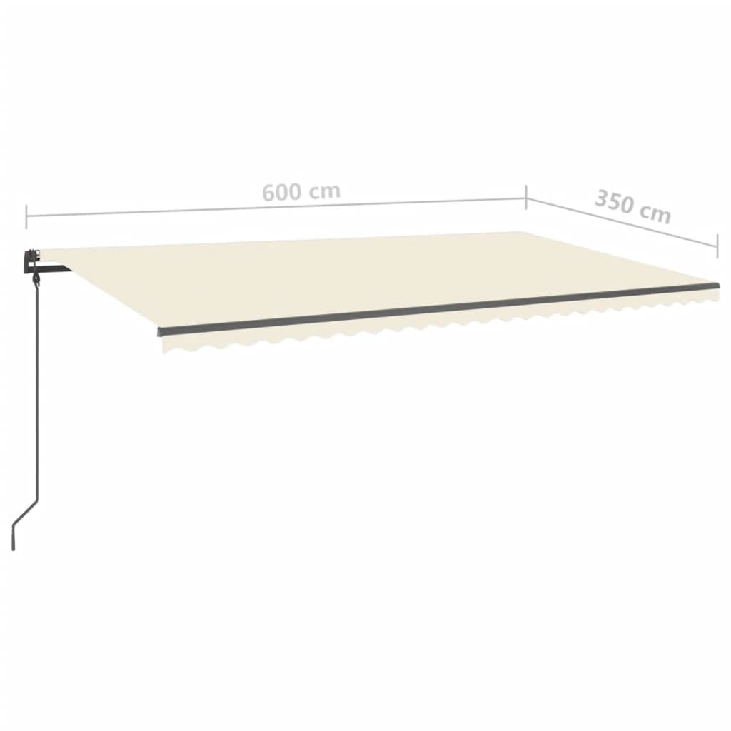 Manual Retractable Awning with Posts 6x3.5 m Cream