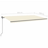 Manual Retractable Awning with Posts 6x3.5 m Cream