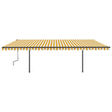 Manual Retractable Awning with Posts 6x3.5 m Yellow and White