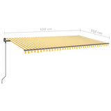 Manual Retractable Awning with Posts 6x3.5 m Yellow and White