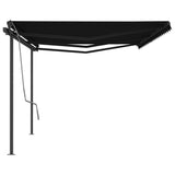 Manual Retractable Awning with Posts 6x3.5 m Anthracite