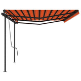 Manual Retractable Awning with Posts 6x3.5 m Orange and Brown