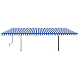 Manual Retractable Awning with LED 6x3.5 m Blue and White