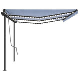 Manual Retractable Awning with LED 6x3.5 m Blue and White