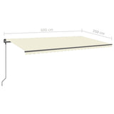 Manual Retractable Awning with LED 6x3.5 m Cream