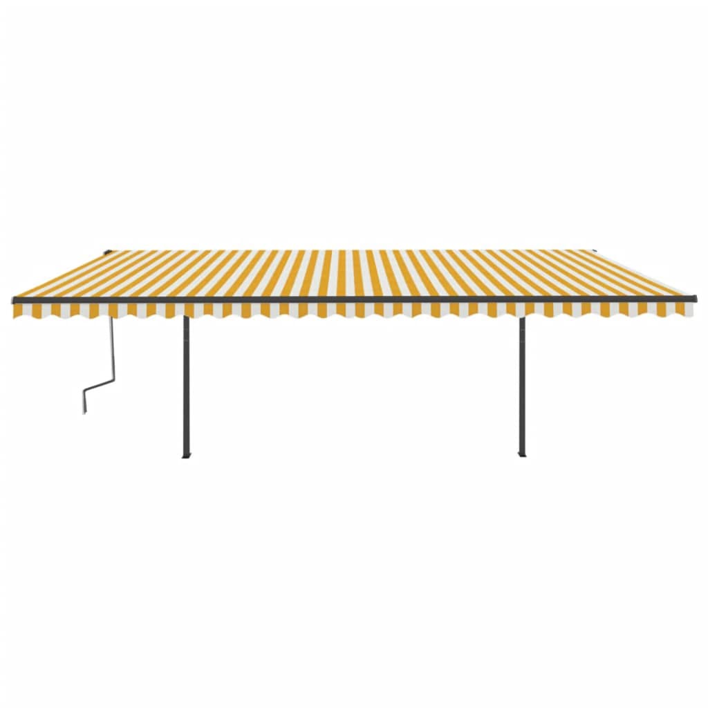 Manual Retractable Awning with LED 6x3.5 m Yellow and White