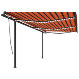 Manual Retractable Awning with LED 6x3.5 m Orange and Brown