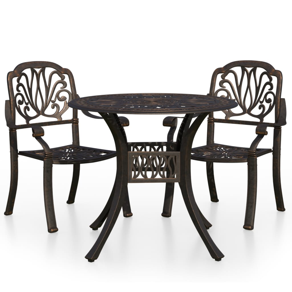 3 Piece Bistro Set Cast Aluminium Bronze